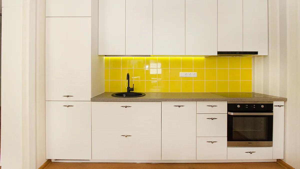 Play with Bold Colors and Contrasts in Your Cabinet Knobs